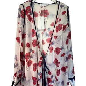 Endless Rose Sheer Floral Kimono Robe Boho Layering Duster Small
